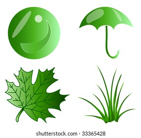 four icons in green color