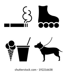 Four icons for navigation on a gray background