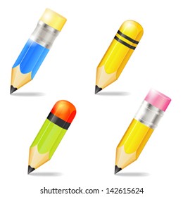 Four icons of pencils
