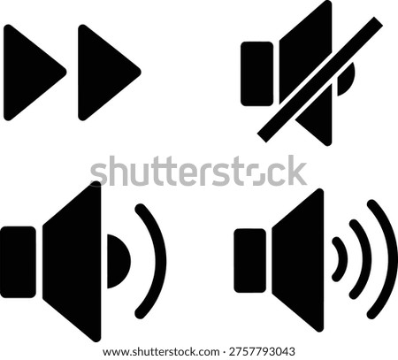 Four icons representing media playback and audio controls Vector