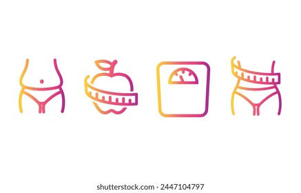 Four icons representing weight loss symbols.