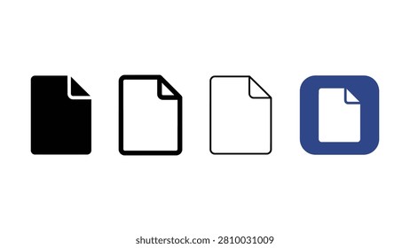 Four icons showing document files with transparent background and corner fold variations