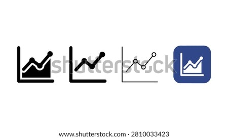 Four icons showing upward trending lines on transparent background with simple chart designs