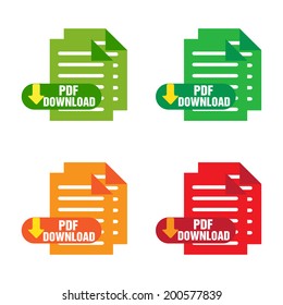 Four icons with the text PDF download isolated on a white background