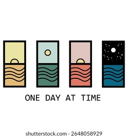 Quatro ícones que retratam a hora do dia, ou seja, manhã, tarde, noite e noite.