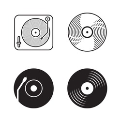 Cuatro Iconos Vinilo, Vinilo De Logotipo Negro, Vinilo De Imagen De Esquema O Signo De Música