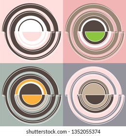 Four identical decorative elements in different colors. Vector illustration