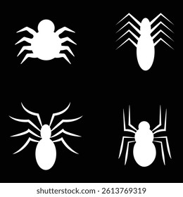 Four Identical Spider Icons in a Symmetrical Grid: A Minimalist Composition Highlighting Uniformity and Precision