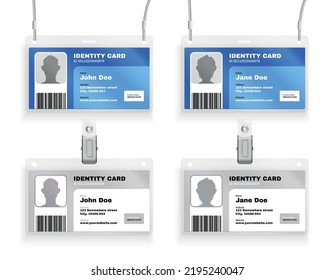 Four identity cards templates in two colors realistic set isolated vector illustration