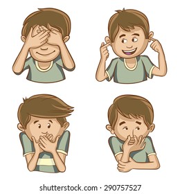 Four illustrated character showing the physical sensations of the human being.