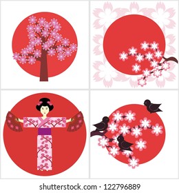 four illustration in japanese style