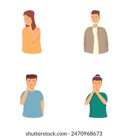 Four illustrations featuring individuals expressing varied emotions through body language and facial expressions