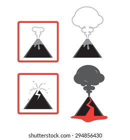 Four image vector graphic icon of volcano.