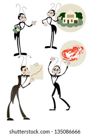 Four images of an ant - manager who is a symbol of real estate agencies