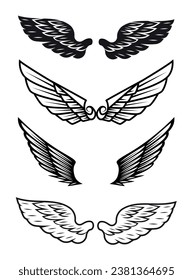 Four images of different pairs of wings