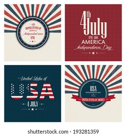 Four Independence day backgrounds with special objects