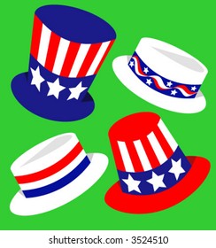 Four Independence hats. Vector illustration.