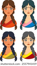 Four Indian women with different hairstyles