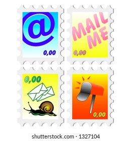 Four individual stamps. Vector. Scalable. Change the colors or numbers as you wish.