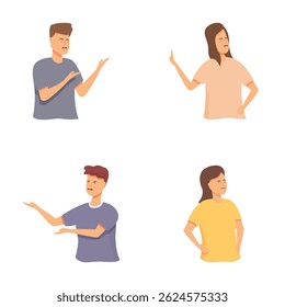 Four individuals displaying different hand gestures and expressions