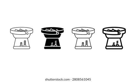 Four industrial vibratory bowl feeder icons displayed