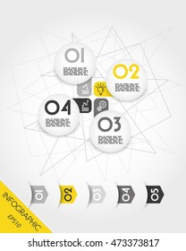 four infographic balls with arrows, circle concept