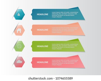 Four infographic banner colorful, business concept