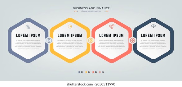 Four Infographic design template with icons and options or steps. Business concept. Can be used for process diagram, presentations, workflow layout, banner, flow chart, business and finances templates