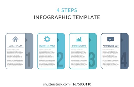 Four infographic elements with numbers, icons and place for your text, workflow, process chart, steps or options, vector eps10 illustration