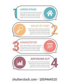 Four infographic elements with numbers, icons and place for your text, workflow, process chart, steps or options, vector eps10 illustration