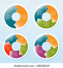 Cuatro Plantillas circulares de infografía para el Web y el diseño de impresión