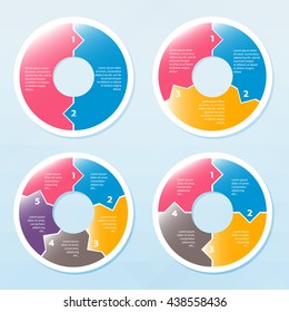 Four infographics circular templates for web and print design