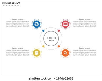 Four infographics element. Vector illustration. Vector business template for presentation. Timeline with 4 option. 
Vector Infographic label design template with icons and 4 options or steps.