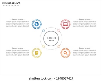Cuatro elementos de infografía. Ilustración vectorial. Plantilla de negocio de vectores para presentación. Línea de tiempo con opción 4. 
Plantilla de diseño de etiquetas de vectores Infográficos con iconos y 4 opciones o pasos.