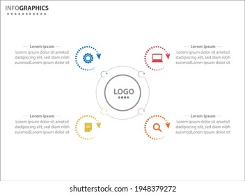 Four infographics element. Vector illustration. Vector business template for presentation. Timeline with 4 option. 
Vector Infographic label design template with icons and 4 options or steps.