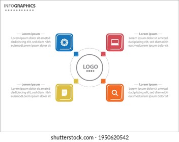 Four infographics element. Vector illustration. Vector business template for presentation. Timeline with 4 option. 
Vector Infographic label design template with icons and 4 options or steps.
