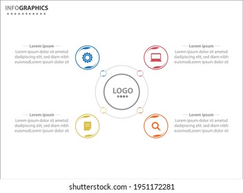Four infographics element. Vector illustration. Vector business template for presentation. Timeline with 4 option. 
Vector Infographic label design template with icons and 4 options or steps.