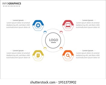 Four infographics element. Vector illustration. Vector business template for presentation. Timeline with 4 option. 
Vector Infographic label design template with icons and 4 options or steps.