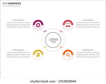 Four infographics element. Vector illustration. Vector business template for presentation. Timeline with 4 option. 
Vector Infographic label design template with icons and 4 options or steps.