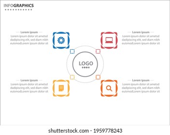 Four infographics element. Vector illustration. Vector business template for presentation. Timeline with 4 option. 
Vector Infographic label design template with icons and 4 options or steps.