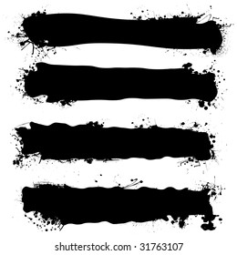 cuatro banderas de splat de tinta con espacio de copia en blanco y dribbles