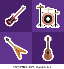 four instruments musical set icons