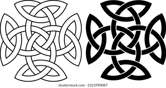 cuatro triquetra entrelazada.Signo de nudo de Triquetra celta