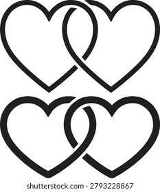 Four interlinked hearts graphic, symbol of love, connection.