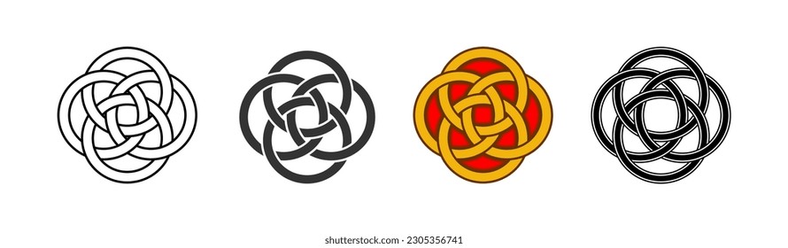 Four Interlocking Circle Vector Illustration Set Isolated on White