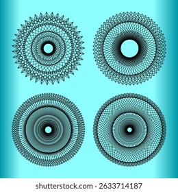 Four Intricate Circular Patterns on Gradient