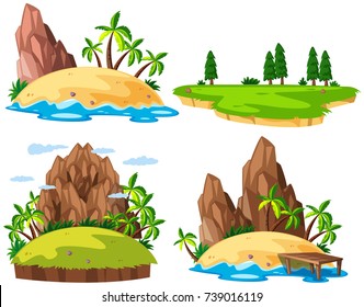 Four islands on white background