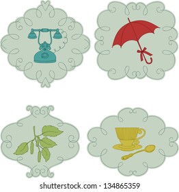 Four isolated retro stickers