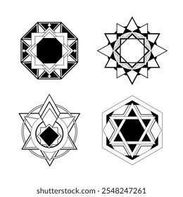 Quatro isolados quadros geométricos redondos mágicos