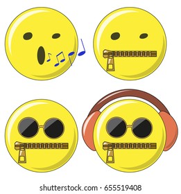 Four isolated smiles. Vector illustration.